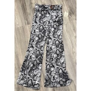 Eye Candy‎ Women's L/G Black White Snake Print Wide Leg Belted Pants